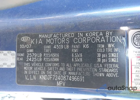 2008 Kia Sportage Lx from USA, damaged, VIN KNDJF724087496691